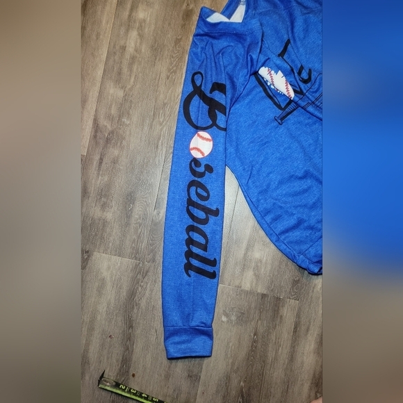 Love Baseball or Heart womens Long Sleeve‎ Shirt-blue-womens xL - Picture 2 of 6
